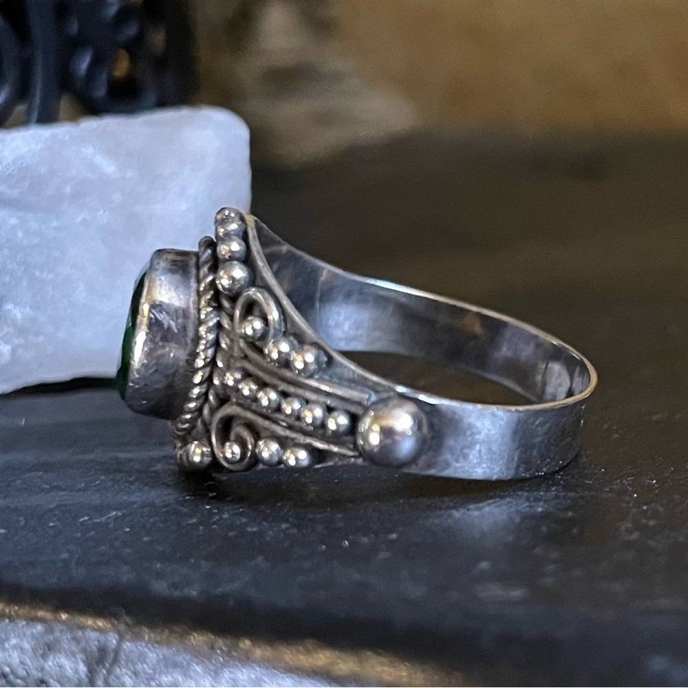 Vintage Chrome Diopside Sterling Silver Ring - Picture 9 of 10